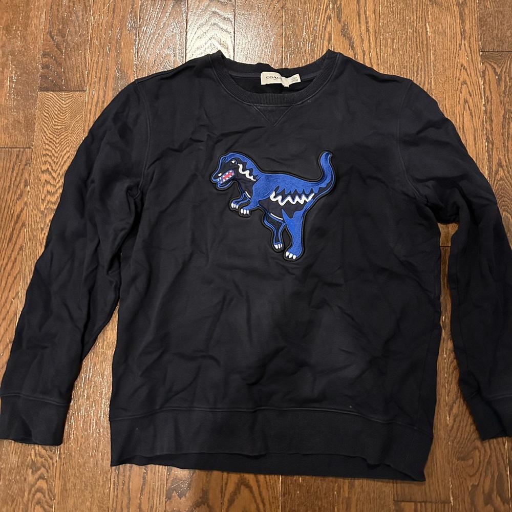 Coach Navy Crewneck Sweatshirt with Blue Dinosaur Patch